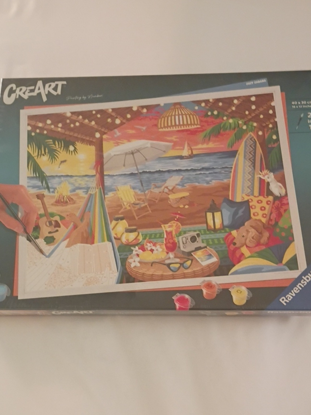 New Ravensburger CreArt Sunset Beach/Cozy CabanPaint-by-Numbers - Multicolor